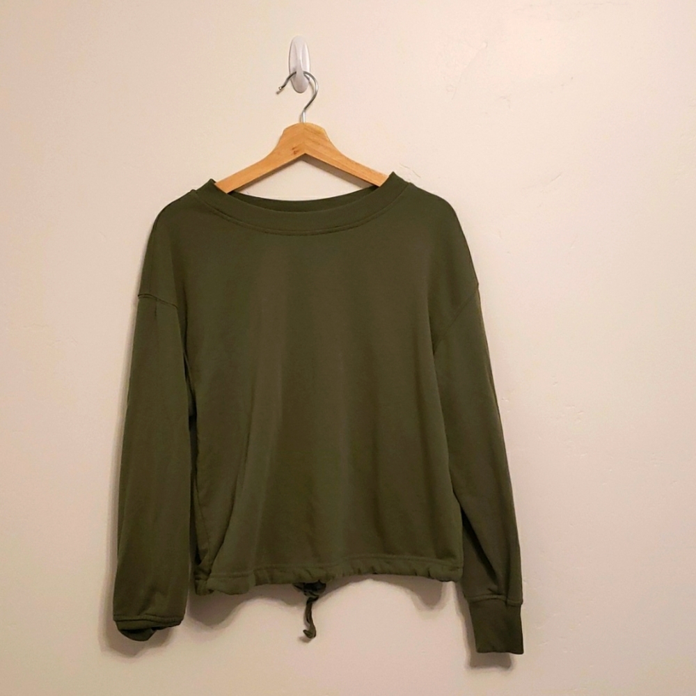 Open-Back Olive Sweatshirt - Picture 2 of 4